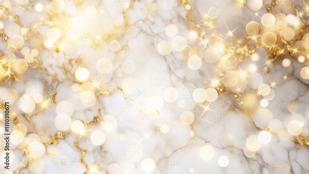 Poster elegant white and gold marble background with bokeh effect for creative design projects and modern a