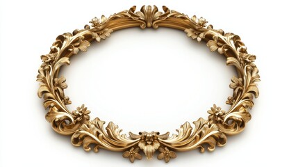 Obraz premium Detailed antique gold frame with an empty natural background