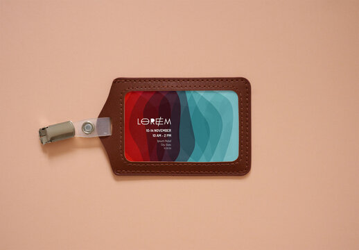 Access Pass With Clear ID Holder on a Plain Background. PSD Mockup ready to use.