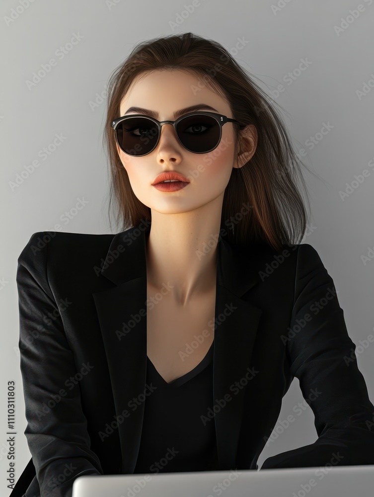Poster startup concept with rocket flying out of laptop screen on grey background. 3d rendering