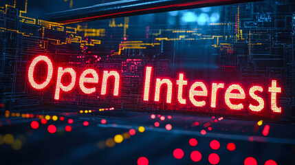 Fototapeta premium Open Interest Concept in Financial Markets with Digital Display Style