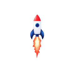 A rocket is flying through the sky with a bright orange flame trailing it Transparent Background
