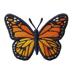 Colorful butterfly embroidery patch designed with intricate details and vibrant colors