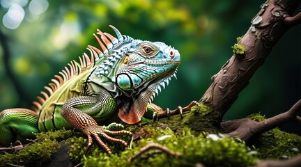 Fototapeta premium Serene Iguana: A Nature Portrait in Detail