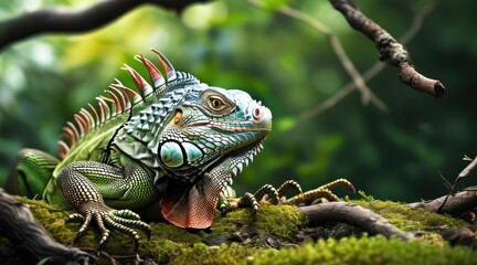 Obraz premium Serene Iguana: A Nature Portrait in Detail