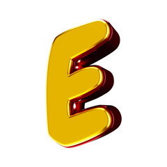 3D font yellow with red letter e