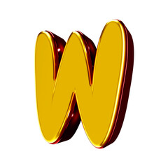 3D font yellow with red letter w