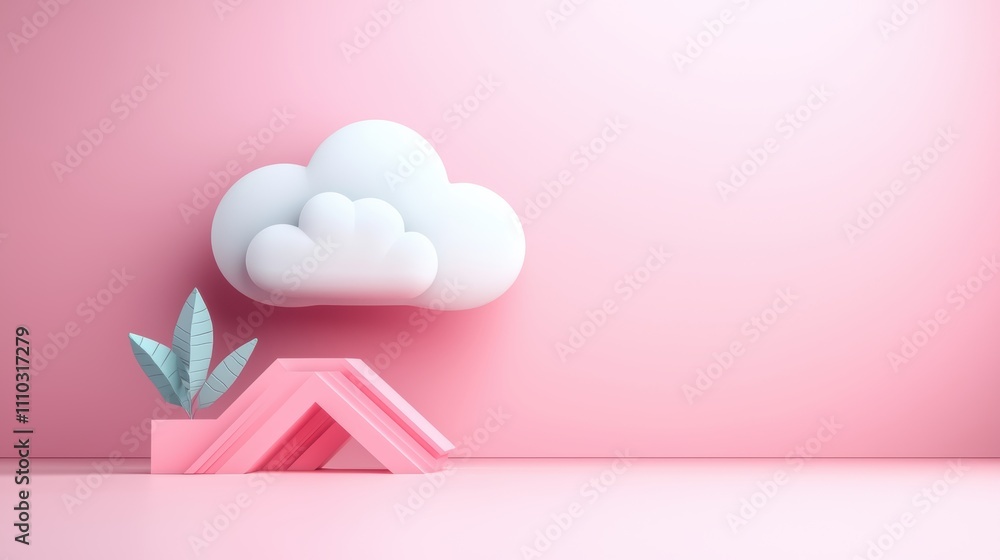 Poster a cloud icon formed by interconnected geometric shapes and patterns, conveying a sense of innovation