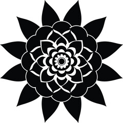 black and white flower isolated
