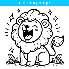 coloring page for kids cute lion roar animal vector illustration template design