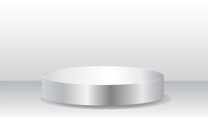 Silver Podium Display. Blank product podium scene isolated on white background. Product presentation, mock up, show cosmetic product, Podium, stage pedestal or platform