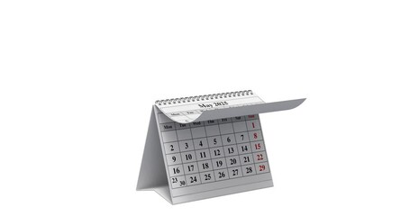 Animated desk calendar with alpha mask for easy integration into any video - 3D animation