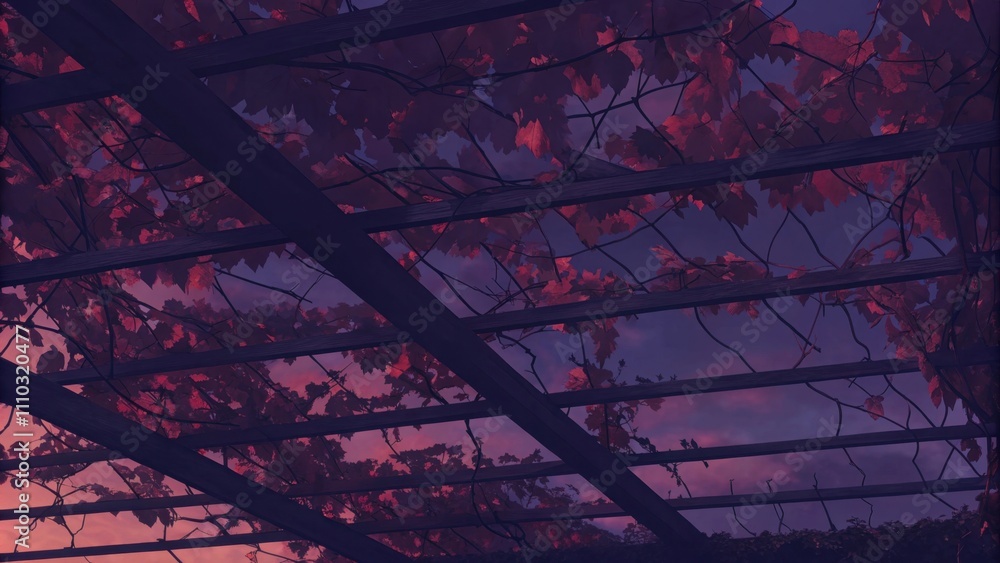 Aufkleber a dynamic image of a vine embracing a wooden trellis with branches that weave in and out of the latt