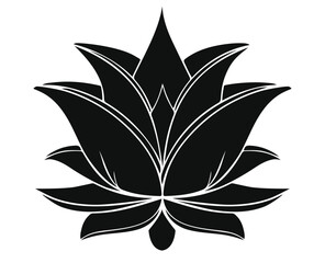 Lotus flower in black on white background not IA