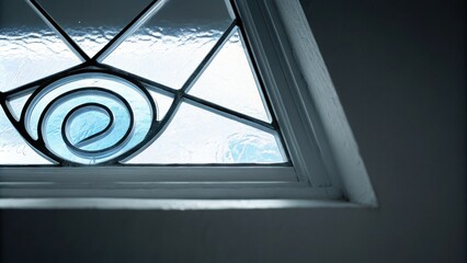 A glowing fish symbol suspended in a pane of frosted glass with reflections that catch the light from a nearby source. The symbol radiates a cool bluish glow amidst a background of. Cartoon