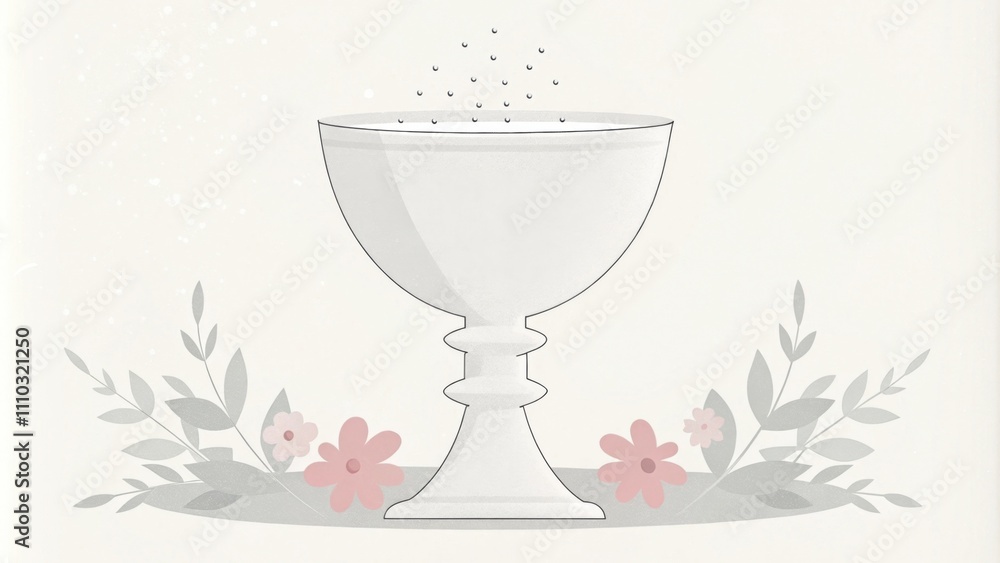 Poster an elegant porcelain chalice with delicate floral patterns is filled to the brim with a clear sparkl