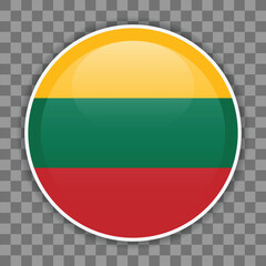 Lithuanian flag icon on checkered background. Vector icon for mobile apps, UI or web design