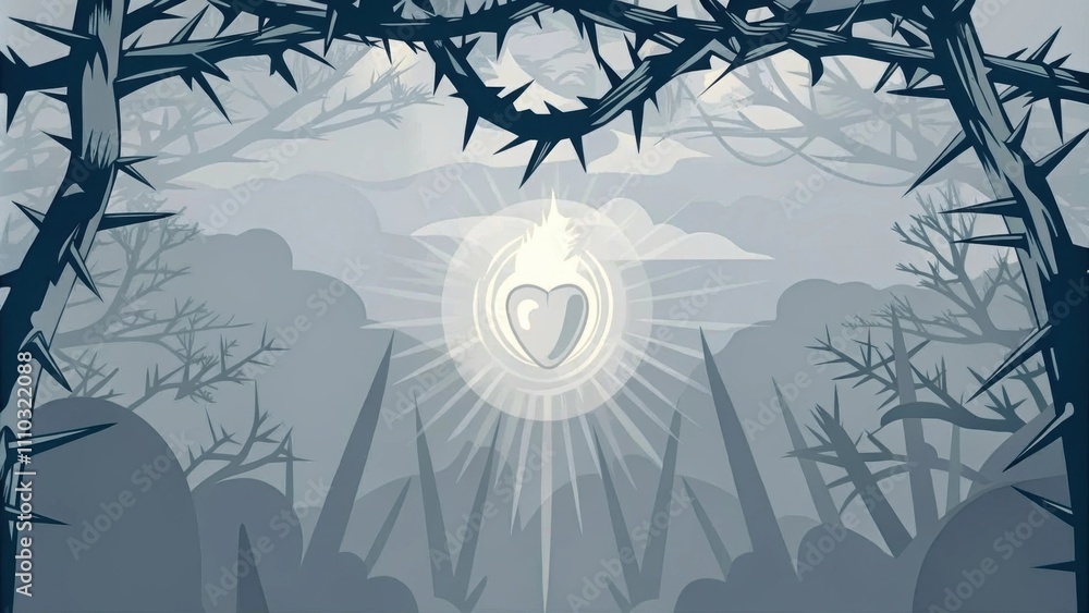 Poster A subtle glow emanates from a heart nestled in a dense t underbrush. The thorns arch protectively over the heart their sharp points catching the dim light filtering through the. Cartoon