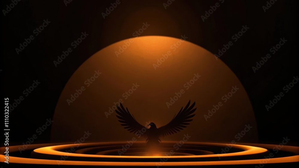 Poster Captured midflight the phoenix is set against the backdrop of a glowing full moon. Its wings cast long shadows on the landscape below embodying mystery and transformation as the. Cartoon