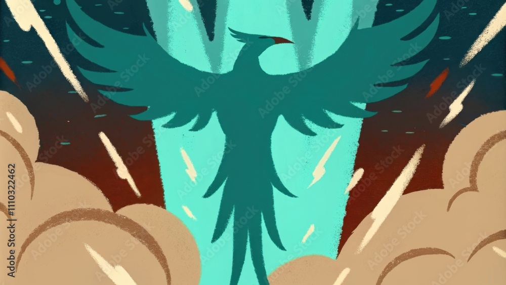 Poster enveloped in a swirling storm of fiery sparks and glowing ash the phoenix embodies intensity and cou
