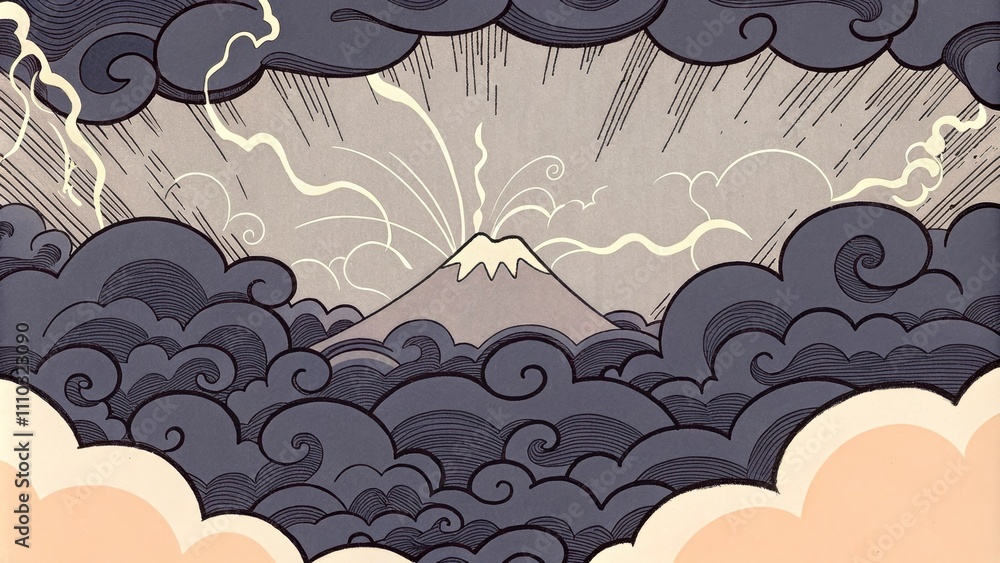 Poster The heavens are alive with swirling dark clouds punctuated by flashes of lightning. Yet amid the turmoil luminous rays of warm light break through casting a soft glow on a lone. Cartoon