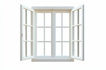 White window, panes, open, casement, interior.