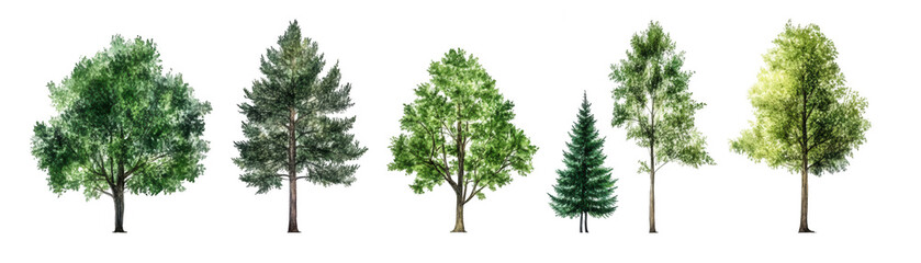 A row of trees with different shapes and sizes Transparent Background
