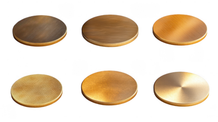A set of six different colored metal plates Transparent Background