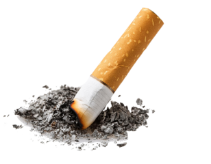 stubbed out cigarette isolated on white background, cut out