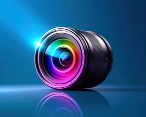 Camera lens with a rainbow colored filter