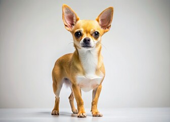 Obraz premium Studio Portrait of a Chihuahua on White Background - Full Growth, Pet Photography, Dog Portrait, Animal Lover, Cute Chihuahua, Professional Pet Studio, Minimalist Style