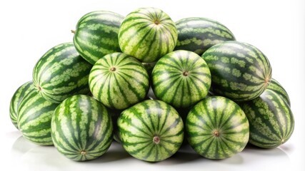 Fototapeta premium Watermelon pile showcase white background high fidelity photography fresh produce vibrant scene nature's bounty