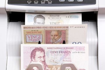 Belgian franc in the counting machine
