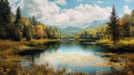 Fototapeta premium Landscape with lakes in Plitvice national park, Croatia