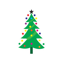 Christmas Tree illustration Flat Style with white background.