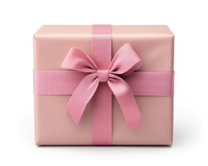 A beautifully wrapped gift box adorned with a pink ribbon, perfect for any occasion.