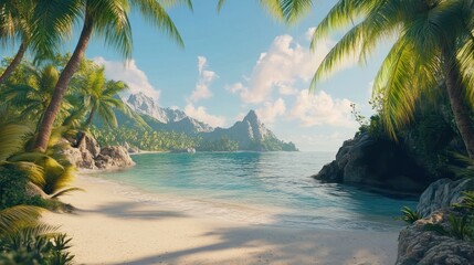 Fototapeta premium Perfect tropical beach landscape. Vacation holidays background.