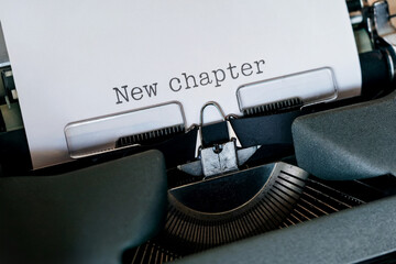 Vintage typewriter announcing new chapter