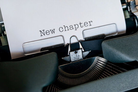 Vintage typewriter announcing new chapter