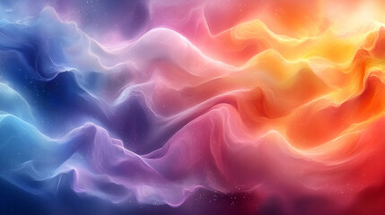 A vibrant, swirling abstract design featuring hues of blue, purple, orange, and red, creating a dynamic and fluid visual effect.