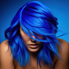 Woman with blue hair