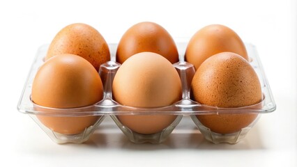 Highly Realistic Fresh Eggs Pack on Transparent Background - Six Pack for Advertising Purposes, Ideal for Grocery, Cooking, Organic, and Healthy Lifestyle Promotions