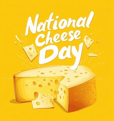 National Cheese Day poster with cheese on yellow background