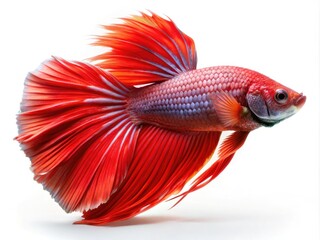 Fototapeta premium Stunning Red Fighting Fish Isolated on White Background - Vibrant Aquatic Beauty for Nature and Pet Enthusiasts, Perfect for Educational and Creative Projects
