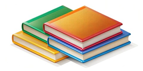 Three Thin Books Isometric Icon in 3D Style on Transparent Background - Perfect Vector Illustration for Educational and Digital Design Projects