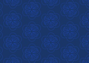 Mandalars Flora Blue Night Medalian Seamless Pbttern Background