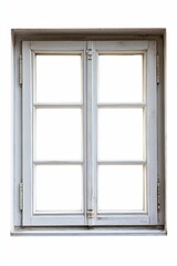 Fototapeta premium Distressed white wooden double-hung window panes.