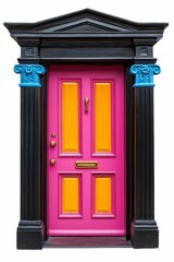 Obraz premium Colorful door, black frame, classical columns.