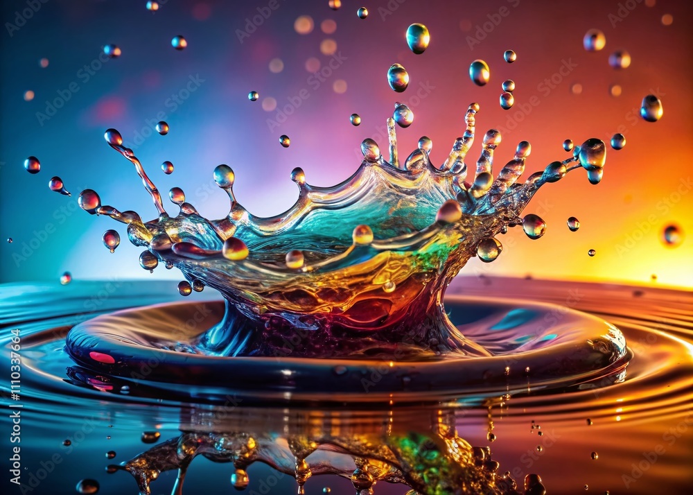 Aufkleber high-speed water splash, intricate collision forms captivating visuals of dynamic fluid motion in st