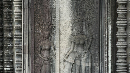 Fototapeta premium Angkor Wat Siem Reap Cambodia temple ruins and sculptures